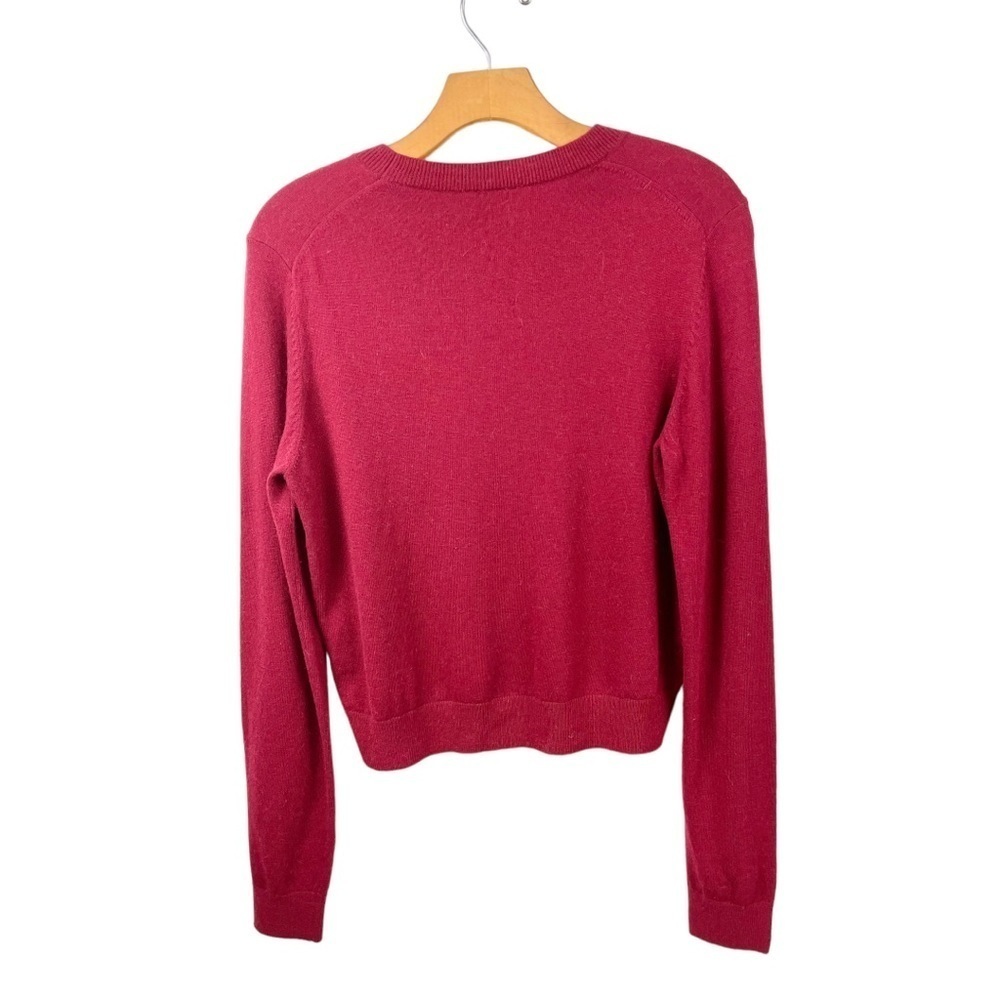 Sunday Best Burgundy Wool Blend Heart Sweater Size L - Picture 3 of 6